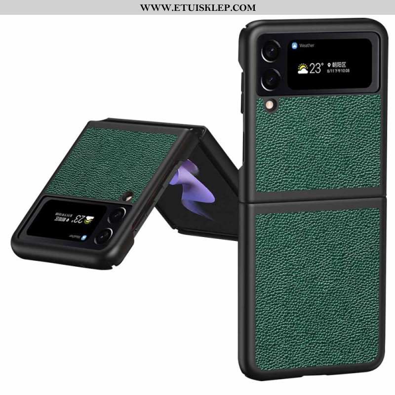 Etui do Samsung Galaxy Z Flip 4 Etui Folio Oryginalna Skóra W Kolorze Liczi